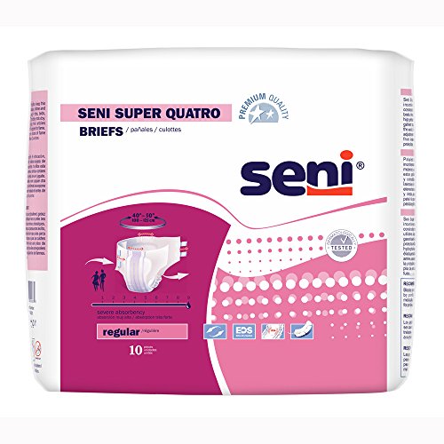 Seni Super Quatro Adult Incontinence Brief Regular Heavy Absorbency Breathable / Overnight, S-RE10-BQ1, Severe by Pasteur Pharmacy