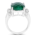 8.50 Carat Dyed Emerald and White Topaz .925 Sterling Silver Ring by Bids.com