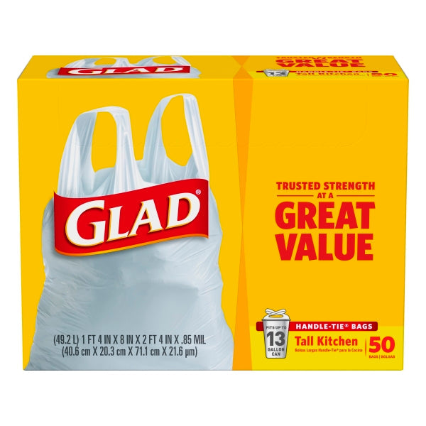 Glad Tall Handle-Tie Kitchen Trash Bags - 13 Gallon by Pasteur Pharmacy