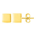 14k Yellow Gold Polished Cube Post Earrings by Bids.com