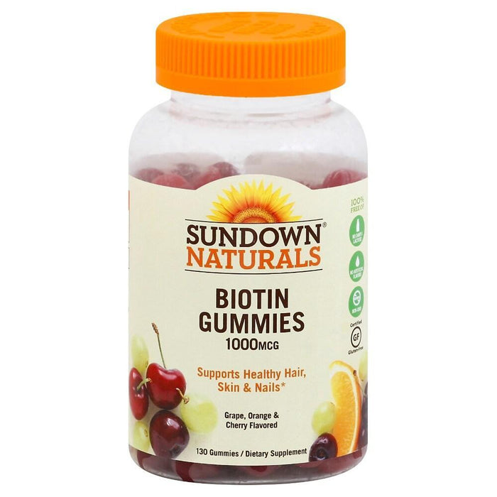 Sundown Naturals Biotin Gummies, Grape Orange Cherry, 1000 Mcg by Pasteur Pharmacy