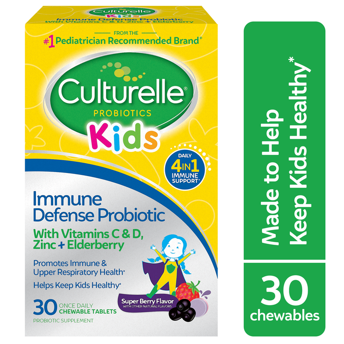 Culturelle Kids Daily Immune Defense Probiotic + Elderberry, Vitamin C And Zinc Chewable For Oral Health - 30ct by Pasteur Pharmacy
