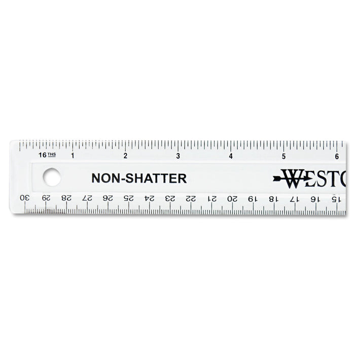 Westcott Non-Shatter Flexible Ruler, Standard/Metric, 12" Long, Plastic, Clear