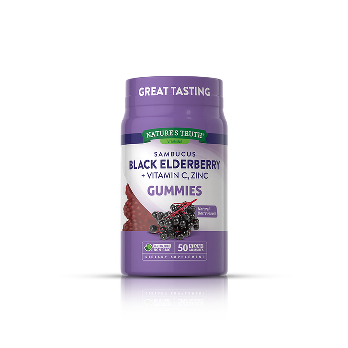 Nature's Truth Sambucus Black Elderberry + Vitamin C & Zinc Vegan Gummies - Natural Berry Flavor 50ct by Pasteur Pharmacy