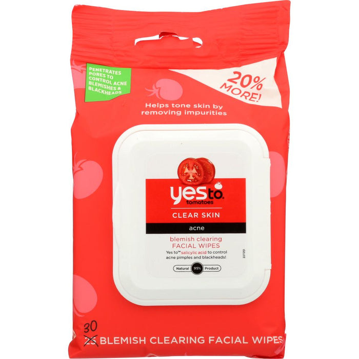 Yes To Tomatoes Clear Skin Acne Blemish Clearing Facial Wipes by Pasteur Pharmacy