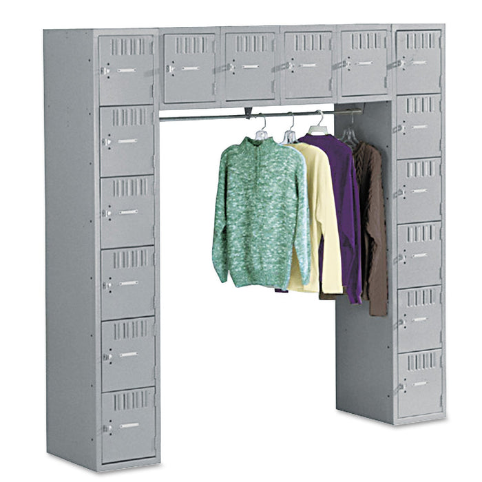 Tennsco Sixteen Box Compartments and Coat Bar, 72w x 18d x 72h, Medium Gray