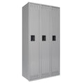 Tennsco Single-Tier Locker, Three Lockers with Hat Shelves and Coat Rods, 36" x 18" x 72", Medium Gray