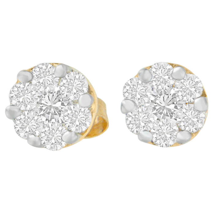 14K Yellow Gold 3/4 cttw Round Cut Diamond Stud Earring (I-J, SI2-I1) by Bids.com