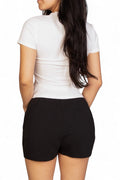 Ribbed Round Neck Short Sleeve Top {BT5492} by The House of Stylez