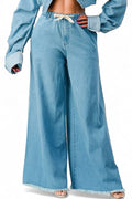 Wide Leg Denim Pants- Denim by The House of Stylez