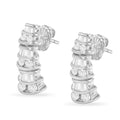 14K White Gold 7/8 cttw Baguette & Round Brilliant-Cut Diamond Dangle Multi Row Earrings (H-I Color, SI2-I1 Clarity) by Bids.com