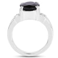5.29 Carat Genuine Black Sapphire and White Topaz .925 Sterling Silver Ring by Bids.com