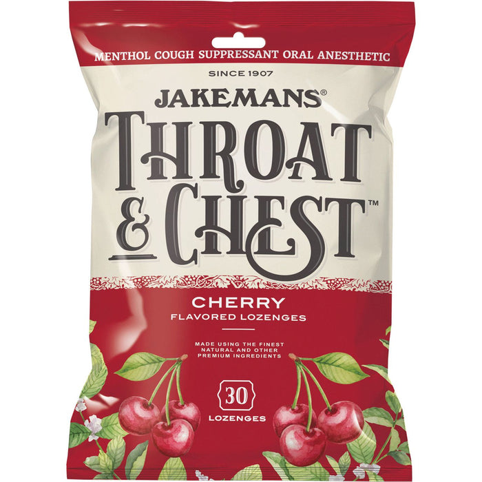 Jakemans Throat & Chest Lozenges, Cherry Menthol, 30 Pc by Pasteur Pharmacy