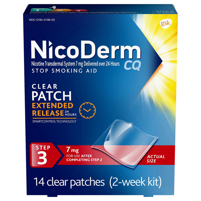 Nicoderm Cq Stop Smoking Aid 7Mg Step 3 Clear Patch 14Ct by Pasteur Pharmacy