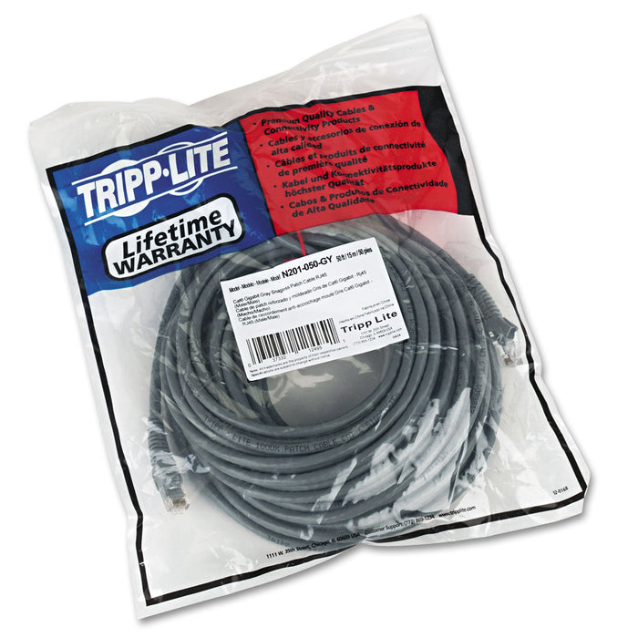 Tripp Lite CAT6 Gigabit Snagless Molded Patch Cable, 50 ft, Gray