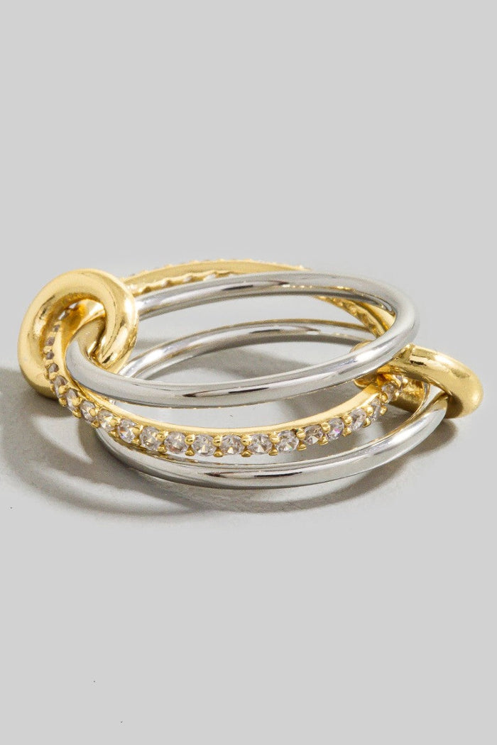 Gold Dipped Two Tone Layered Pave Band Rings Set by Boutique 23