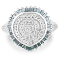 0.74 Carat Genuine White Diamond and Green Diamond .925 Sterling Silver Ring by Bids.com