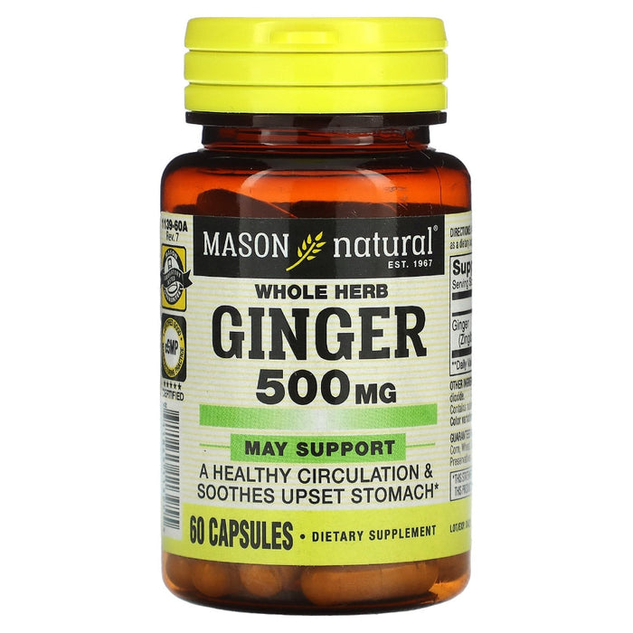 Mason Natural Ginger 500 Mg Premium Herbal Supplement Capsules by Pasteur Pharmacy