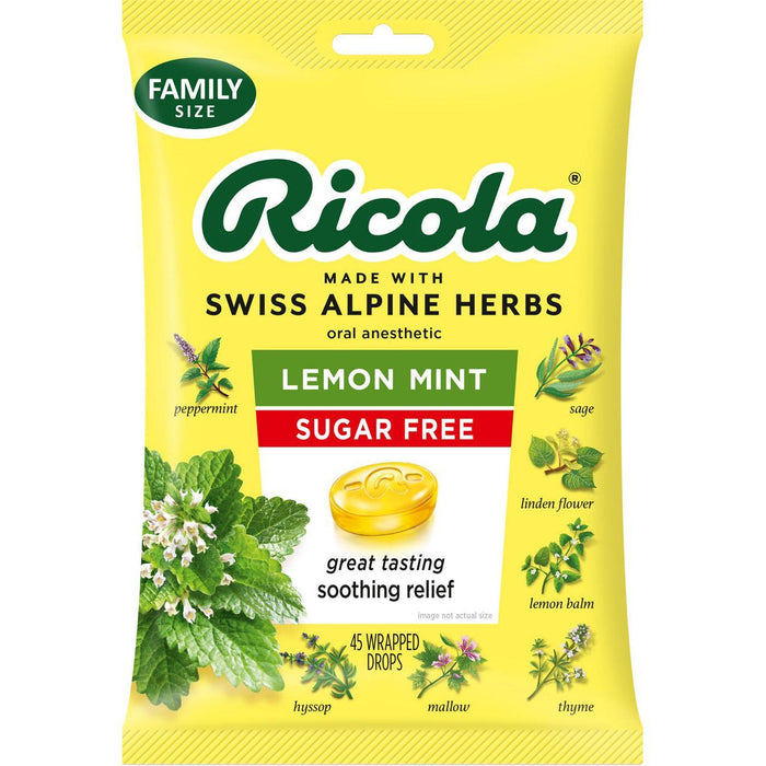 Ricola Sugar Free Lemon Mint Oral Drops 45 Ea Bag by Pasteur Pharmacy