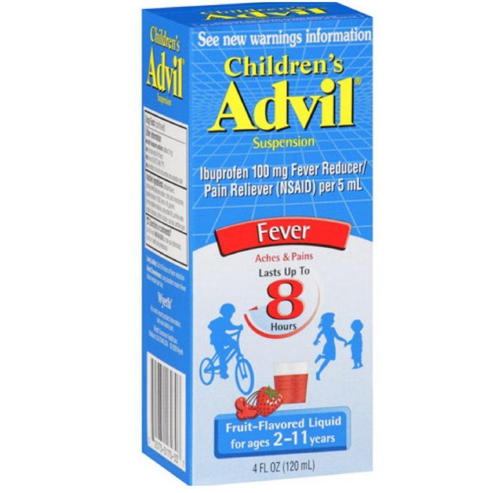 Advil Children's Liquid Suspension Fever Reducer/Pain Reliever (Ibuprofen) In Fruit Flavor 100mg 4 Fl Oz Box by Pasteur Pharmacy
