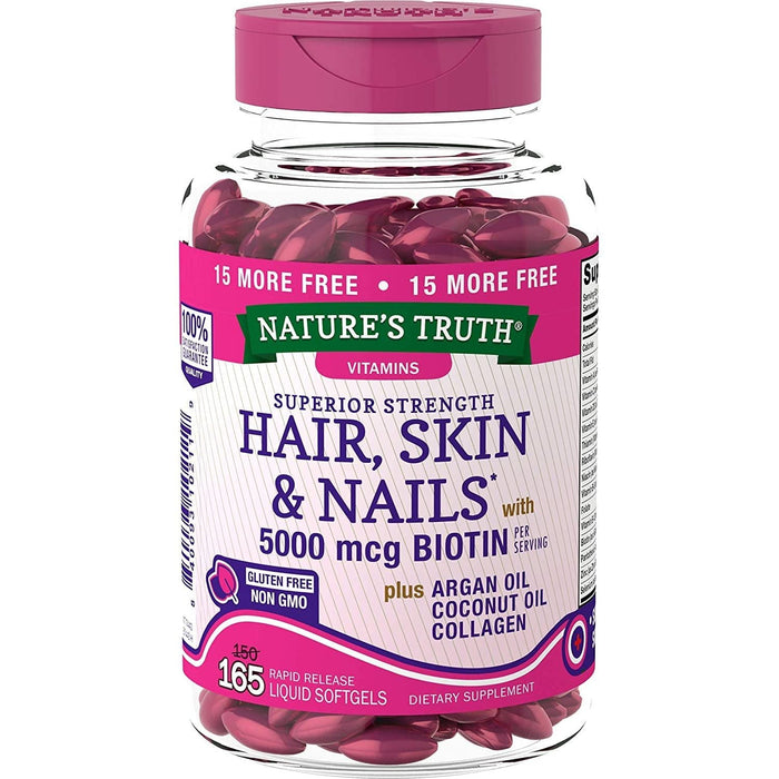 Nature's Truth® Superior Strength Hair, Skin & Nails – 5000 mcg Biotin (Liquid Softgels) by Pasteur Pharmacy