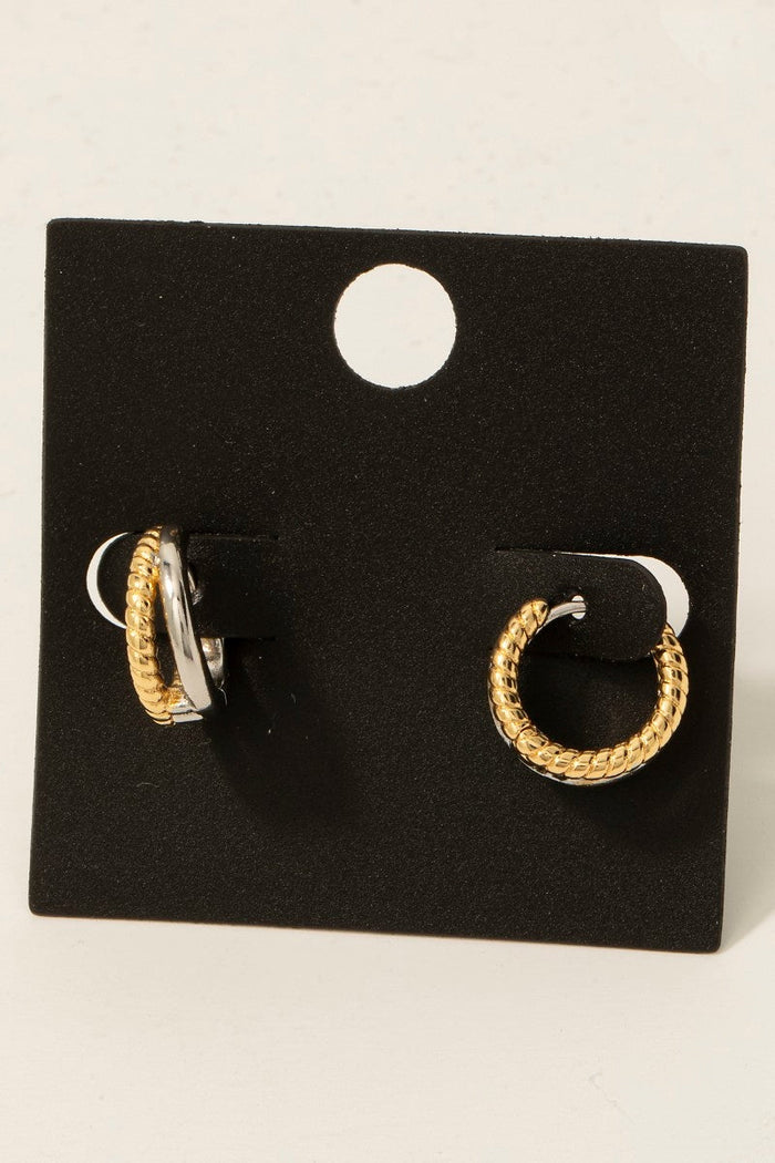 Gold Dipped Layered 2 Tone Hoop Earrings by Boutique 23