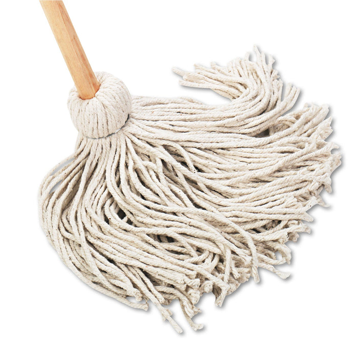 Boardwalk Handle/Deck Mops, 20 oz White Cotton Head, 54" Oak Wood Handle