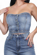 Iridescent Rhinestone Star Tube Top by The House of Stylez