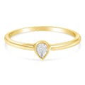 14K Yellow Gold Plated .925 Sterling Silver 1/20 Carat Diamond Teardrop Pear-Shaped Miracle Set Petite Fashion Ring (J-K Color, I1-I2 Clarity) - Size 6 by Bids.com