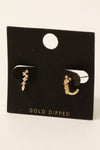 Gold Dipped Cz Pave Oval Hoop Earrings