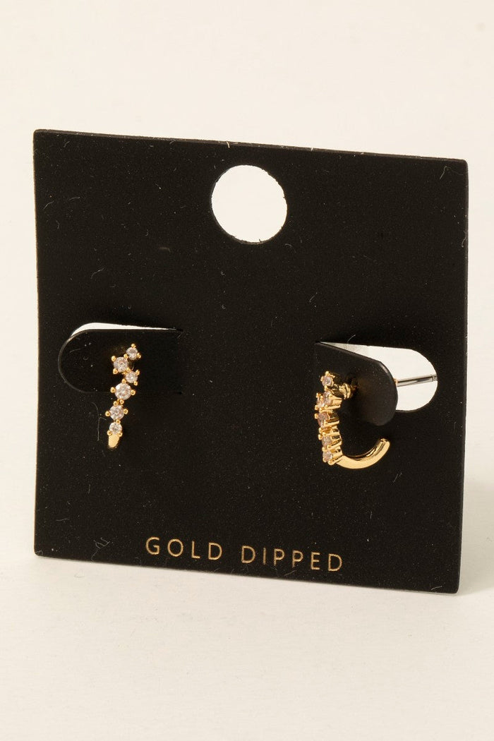 Gold Dipped Cz Pave Oval Hoop Earrings by Boutique 23