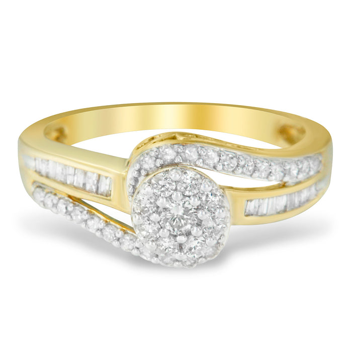 10K Yellow Gold Diamond Cluster Ring (1/2 Cttw, I-J Color, I2-I3 Clarity) - Size 6 by Bids.com