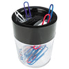Universal Round Magnetic Clip Dispenser, 2 Compartments, Plastic, 2.5" Diameter x 3"h, Black/Clear