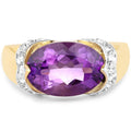 14K Yellow Gold Plated 4.98 Carat Genuine Amethyst and White Topaz .925 Sterling Silver Ring by Bids.com