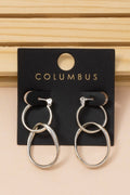 Gold Dipped Irregular Double Hoop Dangle Earrings by Boutique 23