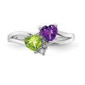 Amethyst and Peridot Dual-Stone Ring by Fine Color Jewels