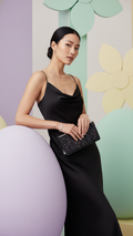INC International Concepts Carolyn Cake Glitter Clutch Bag, Charcoal by Vanessa Jane