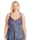 Jessica Simpson Womens Plus Size Dusty Road Denim-Inspired Cross Back Tankini,OX by Vanessa Jane