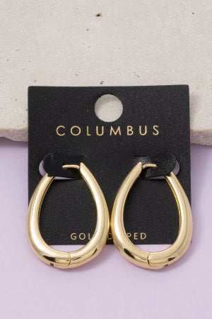 Gold Dipped Oval Hinge Hoop Earrings by Boutique 23