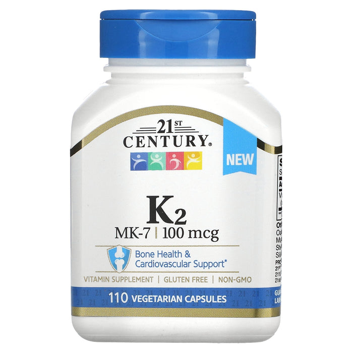 21st Century K2, MK-7, 100 Mcg, 110 Vegetarian Capsules by Pasteur Pharmacy