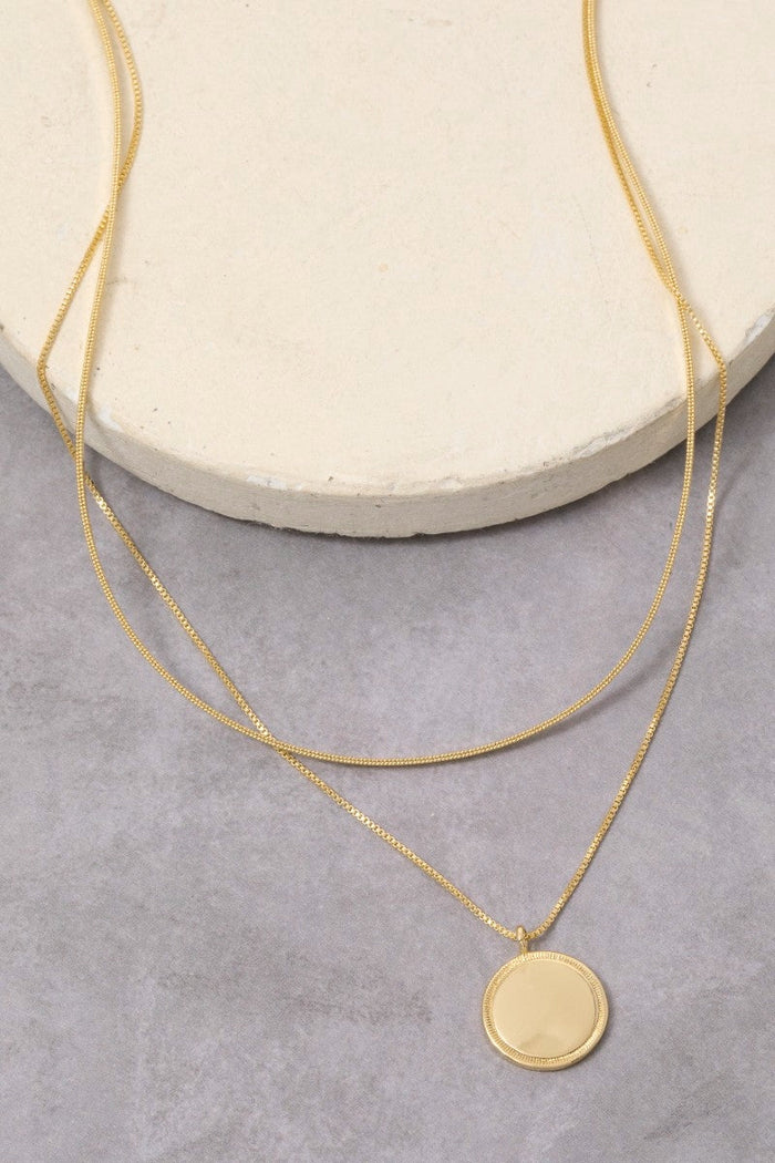 Gold Dipped Layered Coin Pendant Necklace by Boutique 23