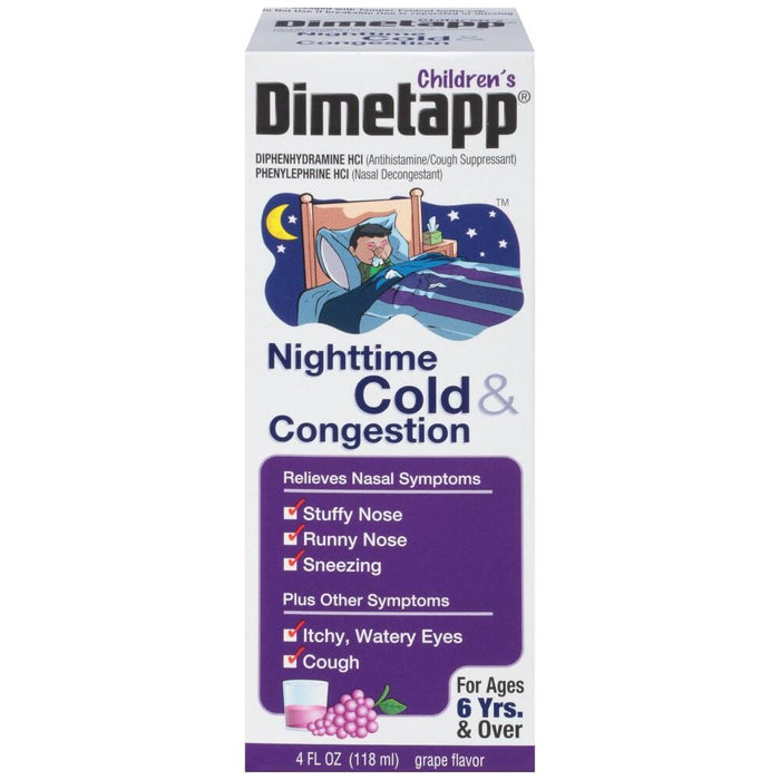 Dimetapp Children's Nighttime Grape Flavor Cold & Congestion 4 Fl Oz by Pasteur Pharmacy