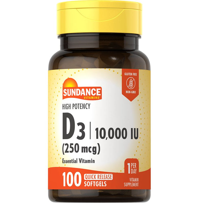 Sundance Vitamin 10.000 IU(250Mcg)High Potency Vitamin D3 Softgels 100Ea by Pasteur Pharmacy