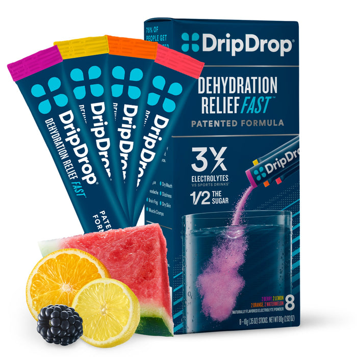 DripDrop Electrolyte Vegan Powder For Dehydration Relief - Bold Classics Variety Pack - 8ct by Pasteur Pharmacy
