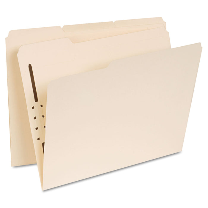 Universal Reinforced Top Tab Fastener Folders, 1 Fastener, Letter Size, Manila Exterior, 50/Box