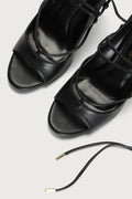 Lulus Sayela Black Lace-Up High Heels, Size 8.5 by Vanessa Jane
