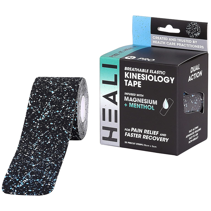 Heali Magnesium & Menthol Infused Kinesiology Tape Blue Splatter by Pasteur Pharmacy