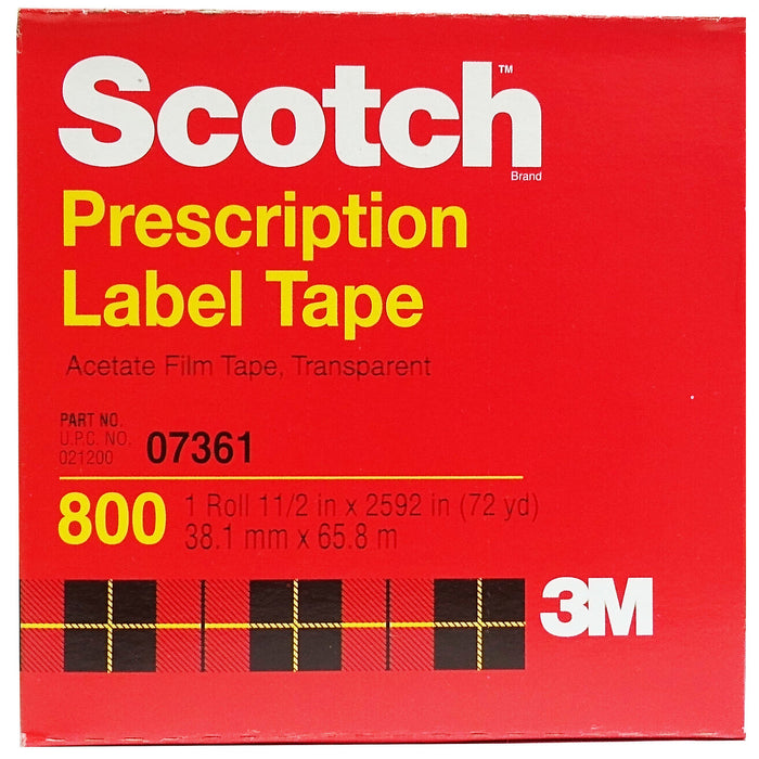 Scotch Prescription Label Tape 800 Clear, 1 1/2 In X 72 Yd by Pasteur Pharmacy