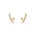 Curve CZ Diamond Screw Back Earrings: Yellow Gold by Boutique 23