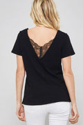 Lace-Trimmed Burnout V-Back Tee by Boutique 23